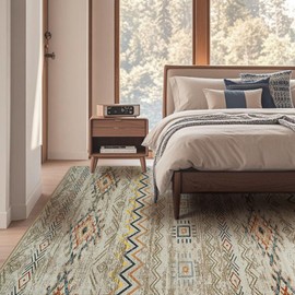 Snoffic Area Rug Living Room Rugs Large Soft Boho Farmhouse Indoor Floor Rug (Brown, 5'x7')