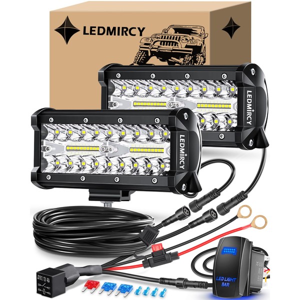 LEDMIRCY 7 Inch LED Light Bar Kit with Rocker Switch