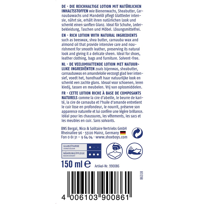 Shoeboy's Leather Balm - Lederbalsam mit natürlichen Inhaltsstoffen, 1er Pack