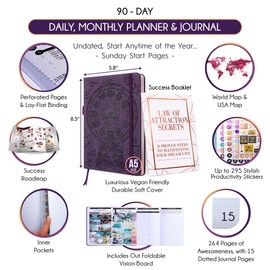 Daily Self Care and Manifestation Journal - A 5 Minute Journal, A 90 Day Planner Journey, Creating Your Dream Life, Vision Board, Guided Journal, & Personal Gratitude Journal - Undated Daily Planner