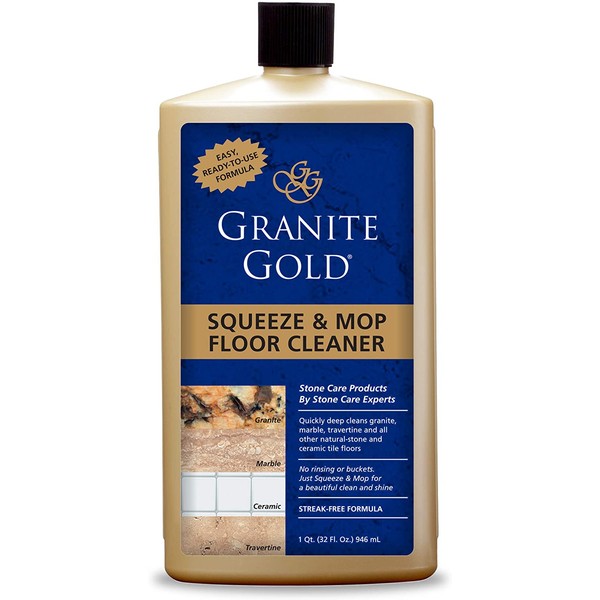 Granite Gold Squeeze and Mop Floor Cleaner Streak-Free No-Rinse Deep Cleaning of Granite, Marble, Travertine, Ceramic Tile - Made in the USA, 32 Ounces, 32 Fl Oz
