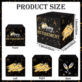 Fowecelt Happy Retirement Party Box, Well Wish and Advice Decorations for Going Away Party Favors and Supplies (7.8 x 7.8 x 7.8 in)