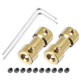 MECCANIXITY 2 Pcs 6mm to 6mm Brass Shaft Coupling Joint Connector with Screws and Hex Wrench Flexible Motor Shaft Coupler for Car Wheels Tires Shaft Motor
