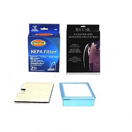 Replacement for Riccar Genuine Type H, 1700 Canister Vacuum HEPA Filtration Bags 6PK with 1700, 1800 HEPA and Charcoal Filter Set