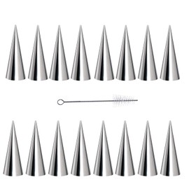 20 Pack Cream Horn Molds, Tinfol 5.5 Inch Baking Cones Cream Horn Forms, Stainless Steel Lady Lock Cannoli Tubes Ice Cream Mold,Standing Cone Shape
