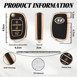 TOOMUME Key Case TPU Car Key Case Small Size Fits Hyundai i10 i20 i30 i20n ix20 ix35 Santa Fe Tucson Elantra Accent Sonata, Key Cover Protective Key Case - Flip S Key