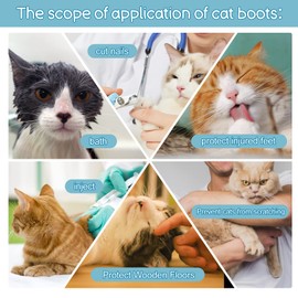 Cat Boots,paw Covers Anti-Scratch Cat Foot Covers for Cats Adjustable Mesh Cat Claw Protectors Non-Slip Breathablesuitable for Family Pet Cat Bathing and Nail Cutting (4 Pieces) (s, Black)