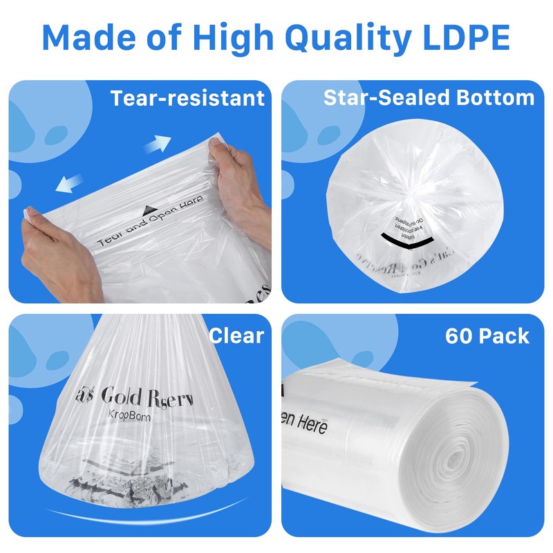 60 Pack Litter Box Robot 3 4 Waste Bags, Self