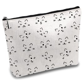 CREATCABIN Cat Makeup Bags Cosmetic Bag Multi Purpose Pencil Case Metal Zipper Pouch Toiletry Travel Bag Purse for Graduation Appreciation Gifts Teacher Supplies Gift Christmas Bags 10 x 7Inch