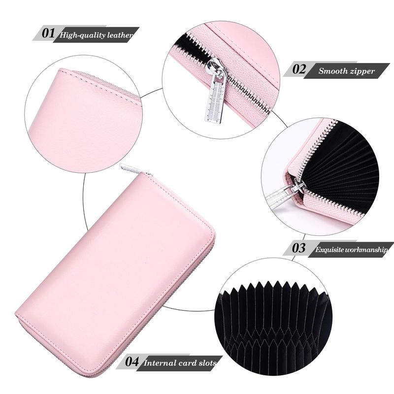 Women's RFID-Blocking Leather Card Holder Wallet with 36 Slots -