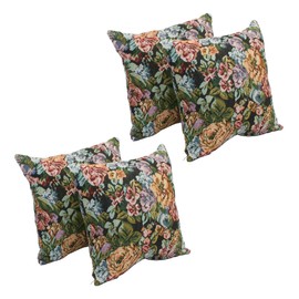 Blazing Needles Tapestry Throw Pillow, 17", Potpourri Floral 4 Count