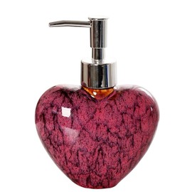 Ceramic Soap Dispenser for Bathroom Kitchen Shower Heart Shaped Decorative Modern Vintage Farmhouse Style Refillable Hand Lotion Pump Bottle for Liquid Soap Shampoo Lotions,Red