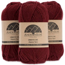 [ Set of 3 Small Gorgeous Skeins ] Alpaca Yarn Blend [ Umayo ] [ DK ] #3 (5.25 Ounces/150 Grams Total) Lovely and Soft to Enjoy Knitting - Crocheting - Weaving [ Merlot ]
