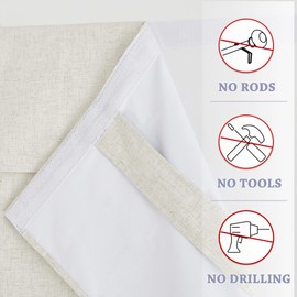 RYB HOME 100% Blackout Tricia Door Curtains, Linen Textured Blend Thermal Insulating Privacy French Door Window Tie Up Shades Sidelight Curtains for Kitchen, W 26 x L 72 inches, Linen, 1 Panel