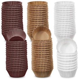Zonon 1000 Counts Cupcake Liners for Baking Liners Paper Cupcake Wrappers Bulk Cup Cake Cases Muffin Baking Paper Cups for Candy Cooking(Brown White Nature,1.18 Inch-Mini Size)