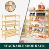 Smiry Shoe Rack, 3 Tier Thick Bamboo Shoe Organizer, Stackable
