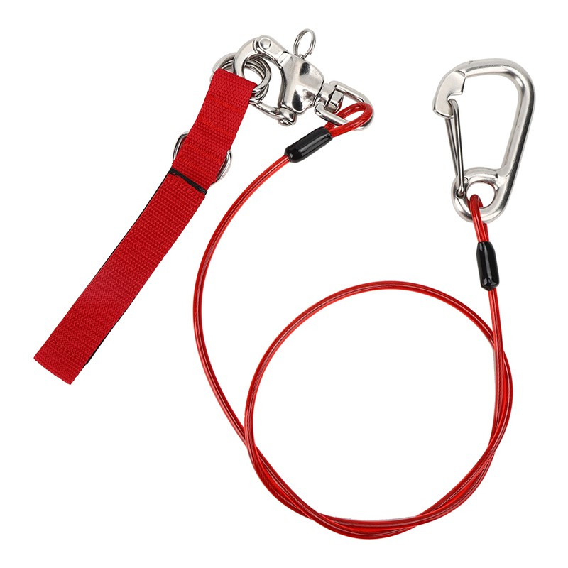 Freediving Lanyard 316 Pro Stainless Steel Safety Rope with Wristband