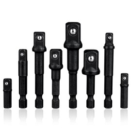 Mesee 8 Pieces Impact Grade Socket Adapter Set, CR-V Quick Change Impact Ratchet Wrench Socket Extension Bar 1/4" Hex Shank to 1/4" 3/8" 1/2" Square Drive Socket Drill Bits Bar Extension Set