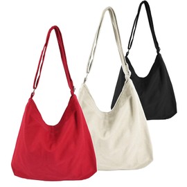 CRSHIP Classic Canvas Solid Tote Bag, 2-Way Stylish, Diagonal Bag, Shoulder Bag, Handbag, Fashion, Large Capacity, For Work or School Commutes, Women's, Men's, Canvas, Cross-body Cloth, White