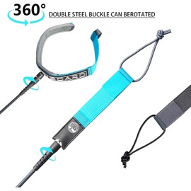 iBoard SUP and Surfboard Leash-6 feet,PU Material Straight surf Leash,3 Layers of Premium Hook & Loop,6mm Dark Grey Leash with Double Stainless Steel Rotating Head