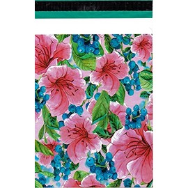 10x13 (100) Pink Tropical Flowers Poly Mailers Shipping Envelopes Boutique Custom Bags 10" x 13" By ValueMailers