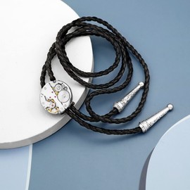 Yzbeutf Fashion Men Men's Moving Watch Clock Steampan Kuboro Tie Rope Tie Tack Loop Tie, Silver Gear Movement