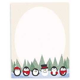 Winter Penguin Christmas Holiday Stationary - 40 Sheets of Premium Quality Stationery Printer Paper Made in the USA