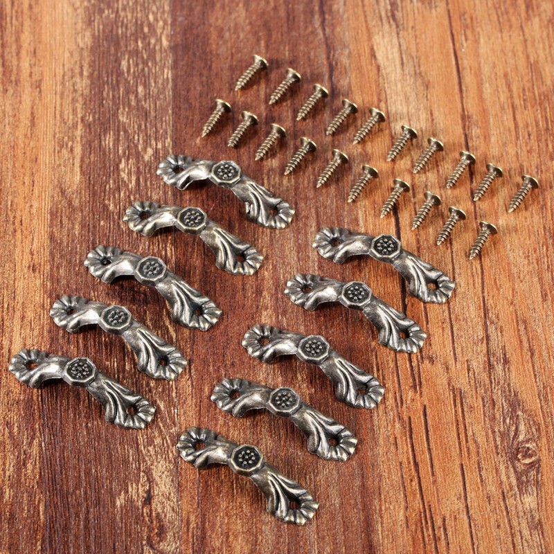 dophee 10Pcs Antique Brass Decorative Pulls Handles for Mini Jewelry