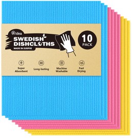 AIDEA Swedish Dish Cloth, 10PK, Swedish Dishcloths for Kitchen, Reusable Paper Towels Washable, Sponge Cloths Kitchen, Absorbent Dish Rags, Dish Towels Cloth, 7"x6"