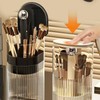 Semi-automatic Makeup Brush Organizer & Storage for Vanity Silver Black