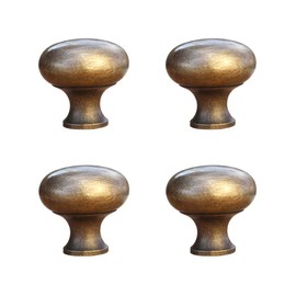 Tiazza 4pcs Solid Brass Knobs Antique Cabinet Drawer Small Pulls Modern Minimalist Handle (Antique Bronze)