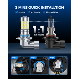 Marsauto 9145 H10 LED Fog Light Bulbs, 10,000 lumens 6000K Cool White, 48 Chips DRL Bulb, H10 Led Bulb 1:1 Mini Size 9140 9040 9045 Led Fog Lights, 360° Full Illumination(Pack of 2)