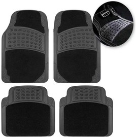 4 Piezas Tapetes para Auto,Alfombrillas para Vehículos,Alfombrillas para Vehículos PVC Impermeables y Antideslizantes Universales Cortable,Goma Resistente para Coche SUV Camión & Van (4PC, 67x42x1CM)