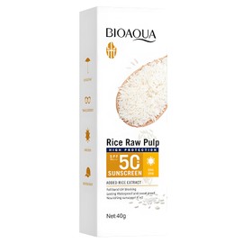 BIOAQUA Protector Solar De Pulpa Cruda De Arroz Fps 50 + Pa+++ Uva Uvb Bloqueo Uv Larga Duración Resistente Al Agua Resistente Al Sudor Nutritivo 4 En 1 40 G / 141 Oz
