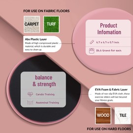 Core Sliding Discs, Dual Sided Workout Sliders for Carpet & Hardwood Floor, Home Ab Pads Exercise Equipment Fitness Sliders for Women and Men (Pink)