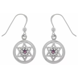 Jewelry Trends Sterling Silver Star of David Dangle Earrings Purple Amethyst
