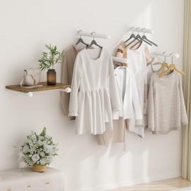 6 Pcs Industrial Pipe Clothes Bars 12 inch, Industrial Pipe Clothing Racks, Closet Rods for Hanging Clothes, White Clothing Racks for Home Boutique Retail