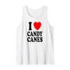 I Heart (Love) Candy Canes Winter Peppermint Christmas Tank Top
