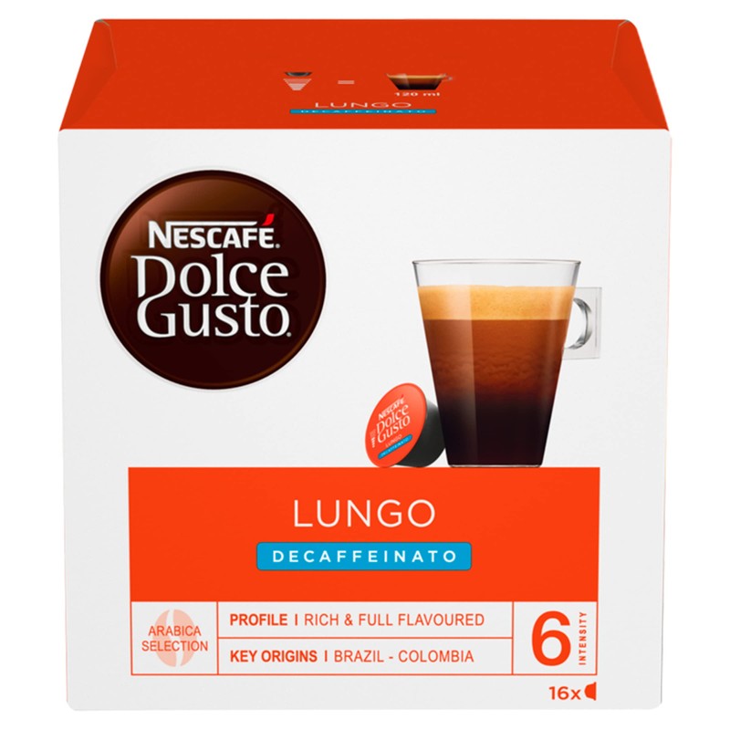 NESCAFÉ Dolce Gusto Lungo Decaff Coffee Pods, 16 Capsules (16