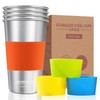 16 oz Stainless Steel Pint Cups with Silicone Sleeves 16oz/500ml