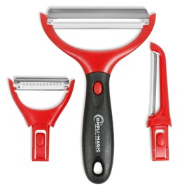 Simpli-Magic 79319 Trio Set – Julienne Vegetable Stainless Steel Cabbage Carrot Potato Multifunctional Veggie Fruit Peeler Set of 3, Large, Stainless