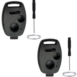WKEDQAF No Key Cutting or Programming Needed Replacement Keyless Entry Key Fob Shell Case Fit for Honda Accord/Civic/CR-V/Odyssey/Pilot/Ridgeline/CR-Z/Fit (2-Black)