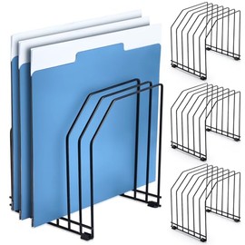 Paquete de 4 organizadores de archivos para escritorio, 6 secciones, organizador de archivos simple de metal para escritorio, oficina en casa, negro, 