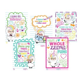 Llama Fun Themed Valentine Day Classroom Sharing Card Set (25 Included) Trendy Hipster Doodle
