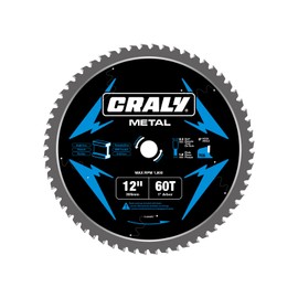 CRALY 12 Inch 60 Teeth Steel and Ferrous Metal Cutting Circular Saw Blade, 1 Inch Arbor, Thin Kerf, Professional Carbide Tipped Blade for Angle Iron, Threaded Rod, EMT Conduit(C1260MC)