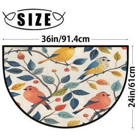 TropicalLife Colorful Birds Half Round Door Mat Indoor Outdoor Doormat Washable Welcome Outside Entrance Way Front Half Circle Rugs for Entryway Hallways Kitchen Decor