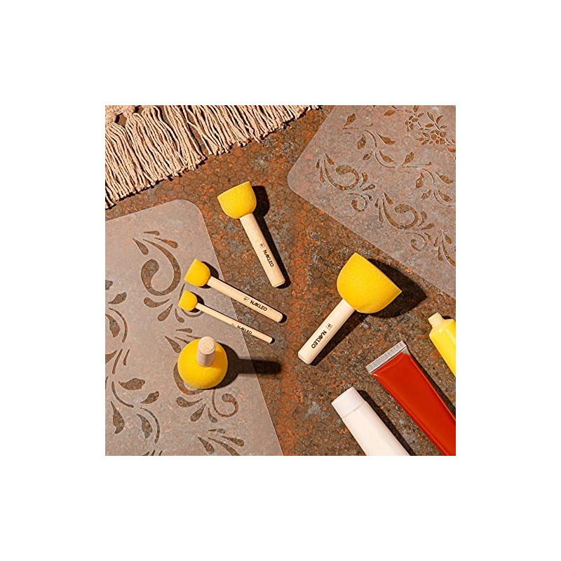 NAKLEO Foam Stencil Stippling Brush Set, 5 Pcs Round Sponges