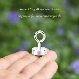 Neosmuk Magnetic Ring Hooks, 10 kg Heavy Duty Extra Strong Magnetic Hook with Eye Bolt for Cruise Cabin, Magnetic Eyelet Hanger for Hanging, Cruise Essentials Hooks (Silver, Pack of 2)