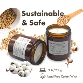 VKI Fresh Jasmine Natural Soy Wax,Handcrafted Aromatherapy Candle,Premium Scented Candles for Women,Long-Lasting Hours Burn,Gift for Birthdays,Anniversaries,and Special Occasions