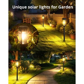 8 Pack Solar Pathway Lights Outdoor, Waterproof Solar Lights Outdoor with Metal & Glass Design - Auto On/Off, Long-Lasting, Landscape Lighting for Garden, Yard, Lawn, Driveway, Walkway